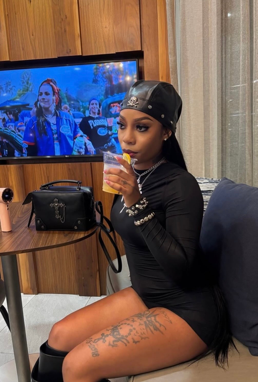 Leather Skull Tie Up Hats