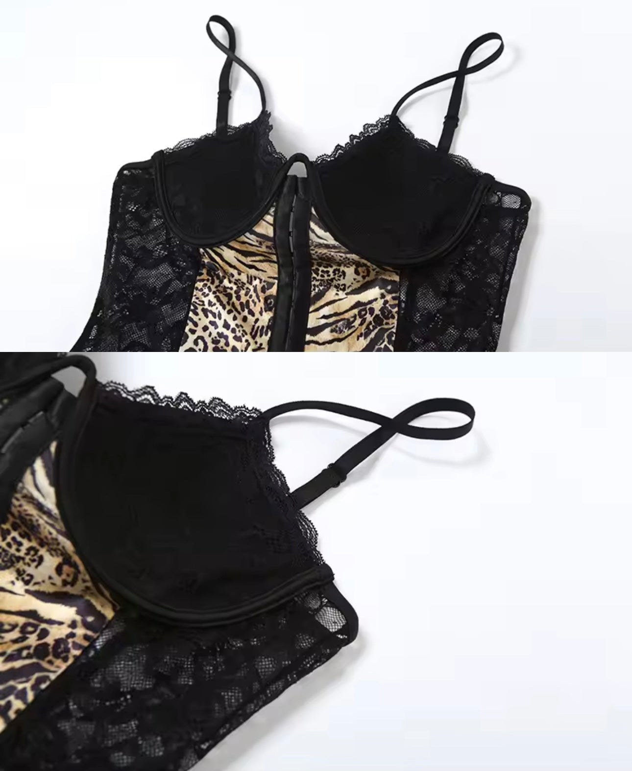 Giah Lace Corset Animal Print Mini Dress