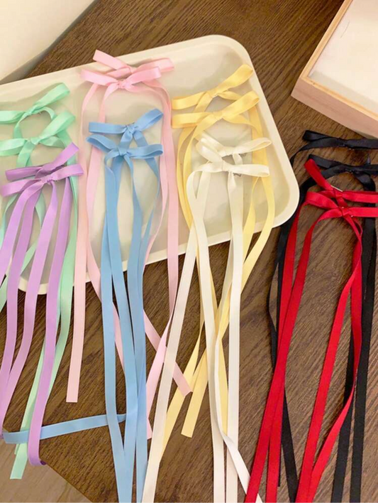 Long String Two Piece Hair Bow Accessory
