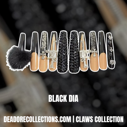 Black Dia Press On Nails