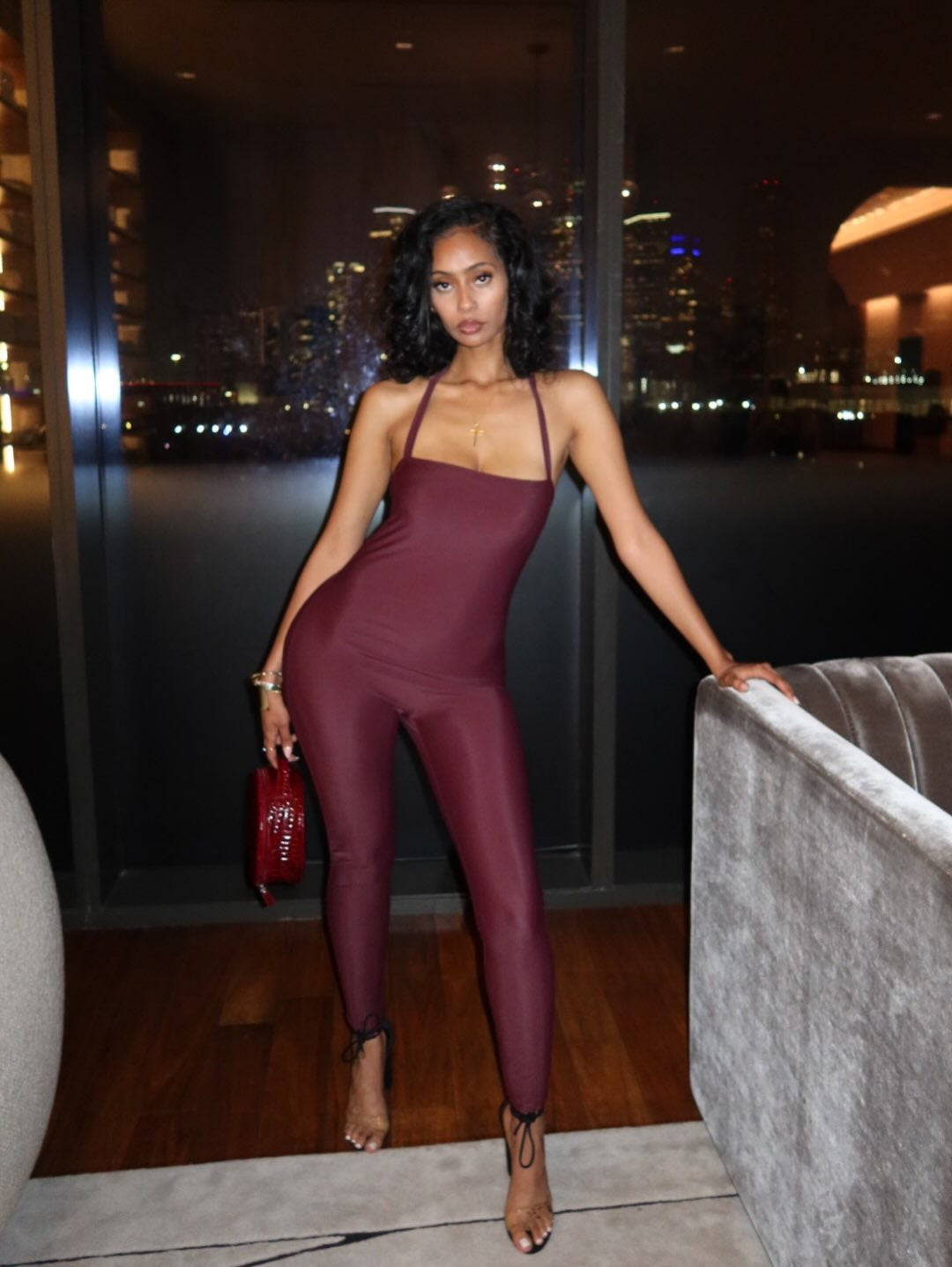 Rylie Casual Burgundy Jumpsuit
