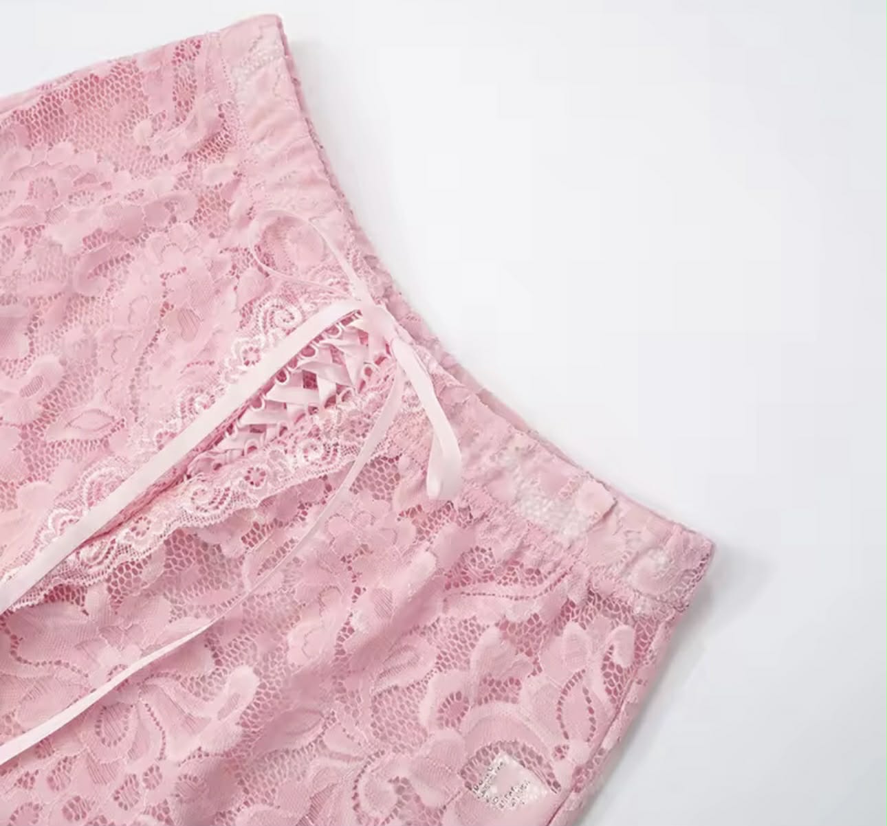 Mona Pink Lace Capri Bow Style Leggings