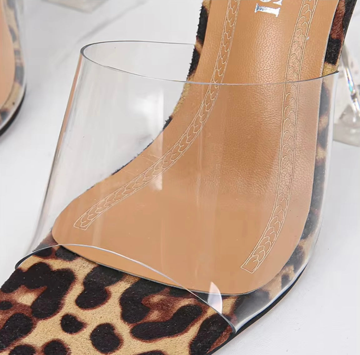 Leopard Print Clear Top Heels
