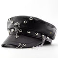 Black Leather Skull Hats