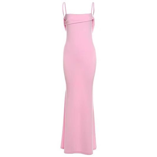 Desy Pink Backless Formal Maxi Dress
