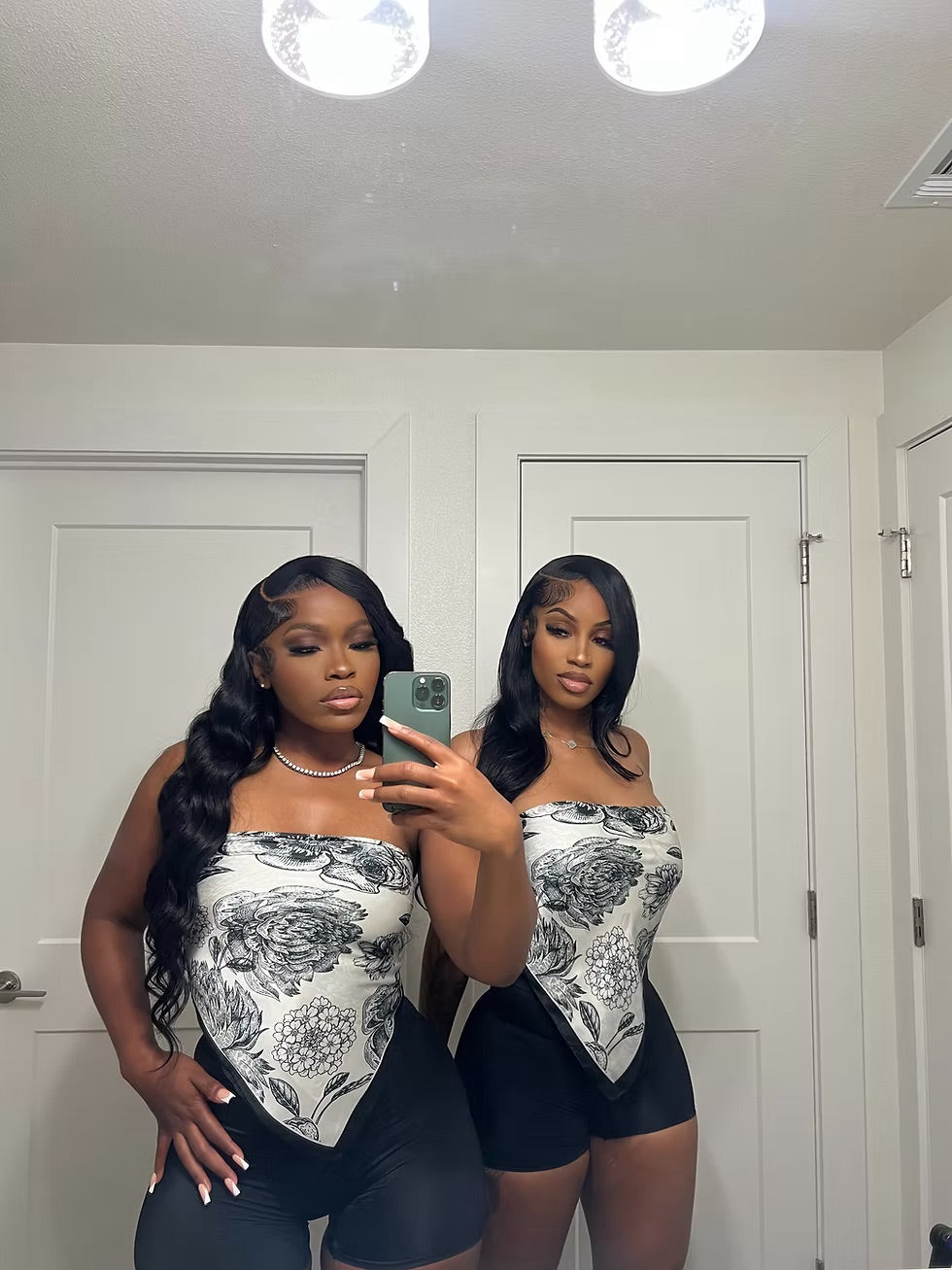 Renee Black Scarf Top & Biker Short Set