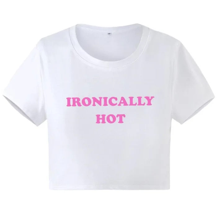 Ironically Hot White Crop Top