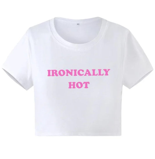 Ironically Hot White Crop Top
