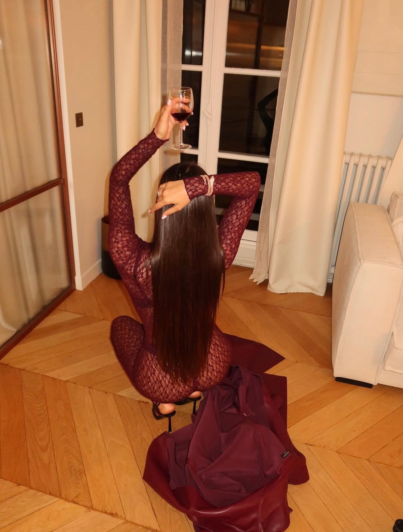 Tyra Burgundy Lace Jumpsuit