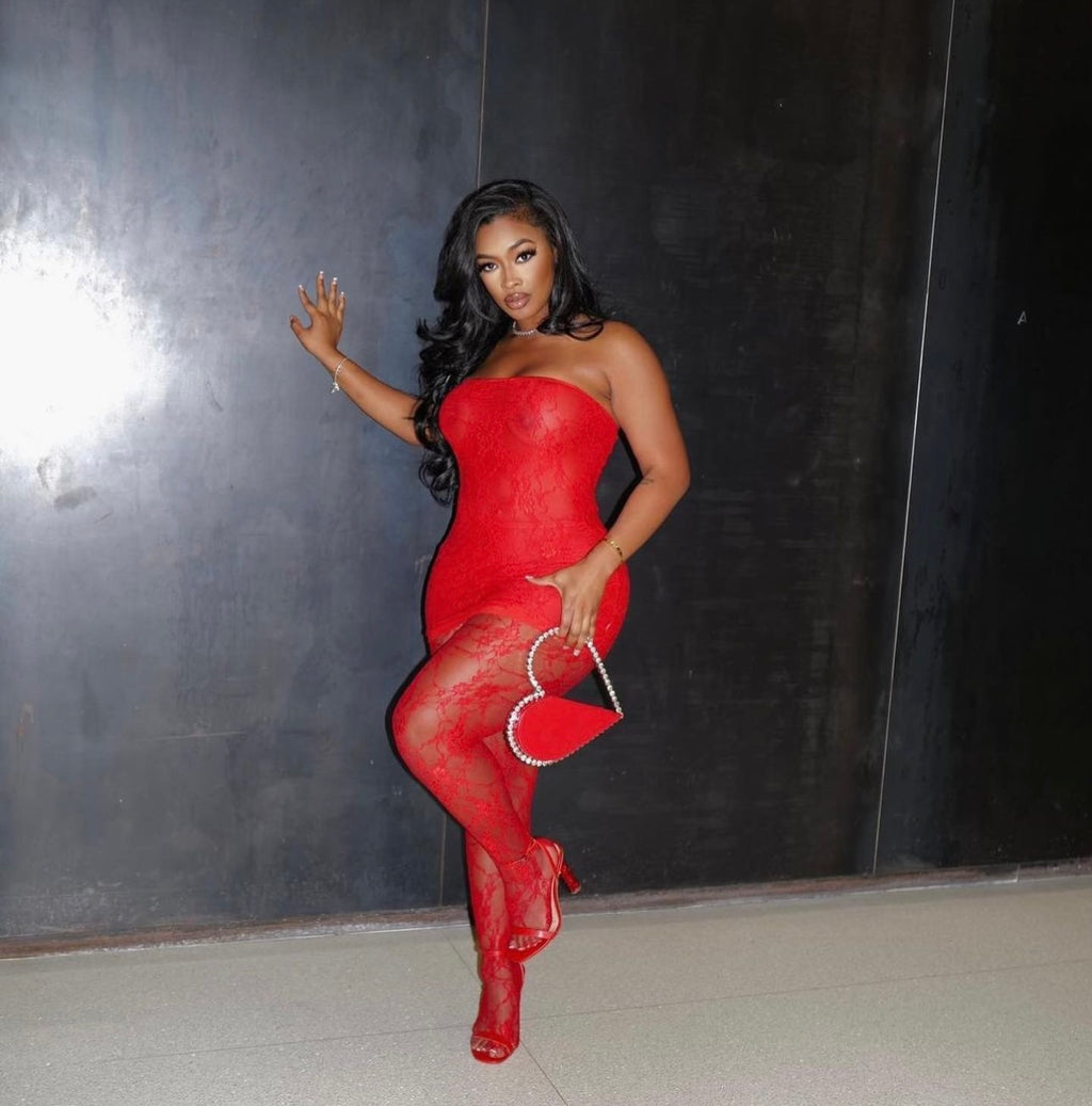 Drea Red Lace Three Piece Dress Set