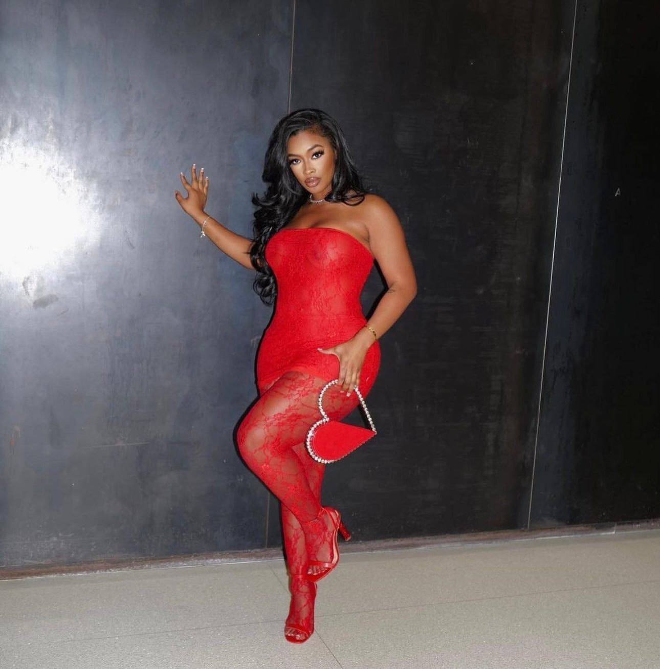 Drea Red Lace Three Piece Dress Set