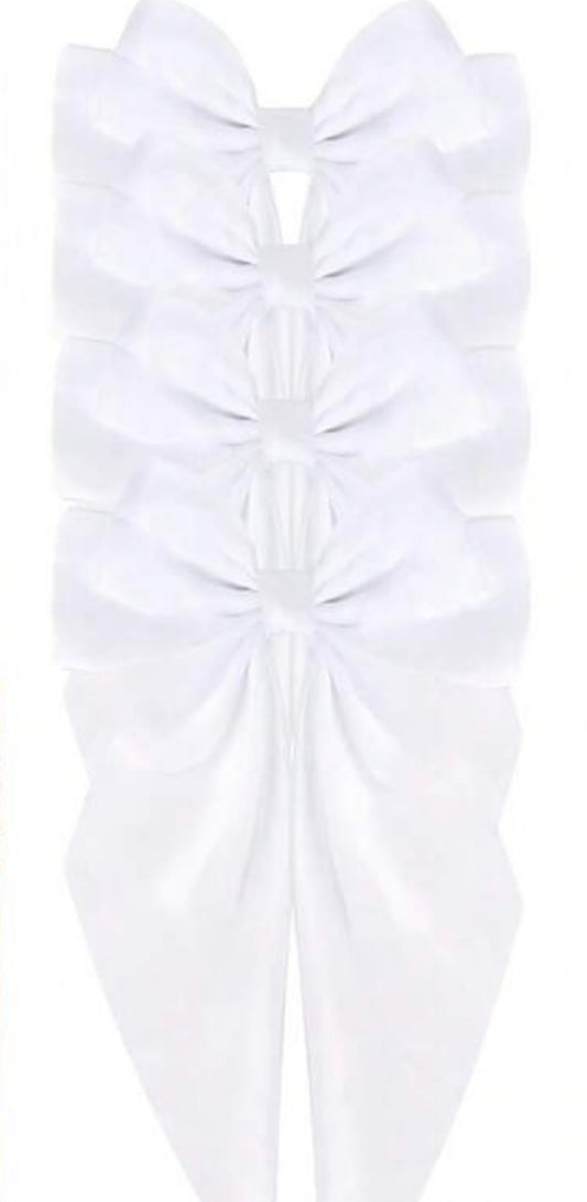 White Satin Hair Bow Accessory