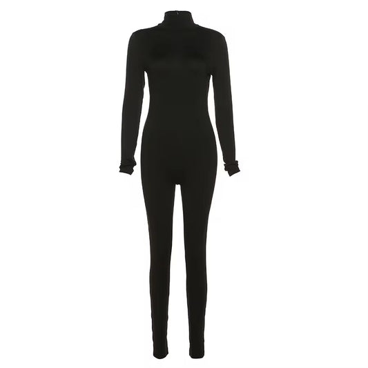 Veah Black Turtle Neck Long Sleeve Jumpsuit