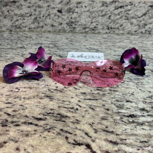 Please Me Pink Tint Silver Star Detail Shades