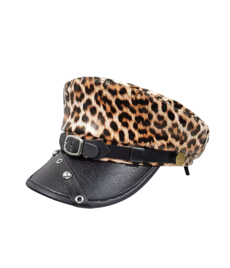 Leopard Leather Hats