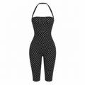 Vhia Black Polka Dot Backless Romper