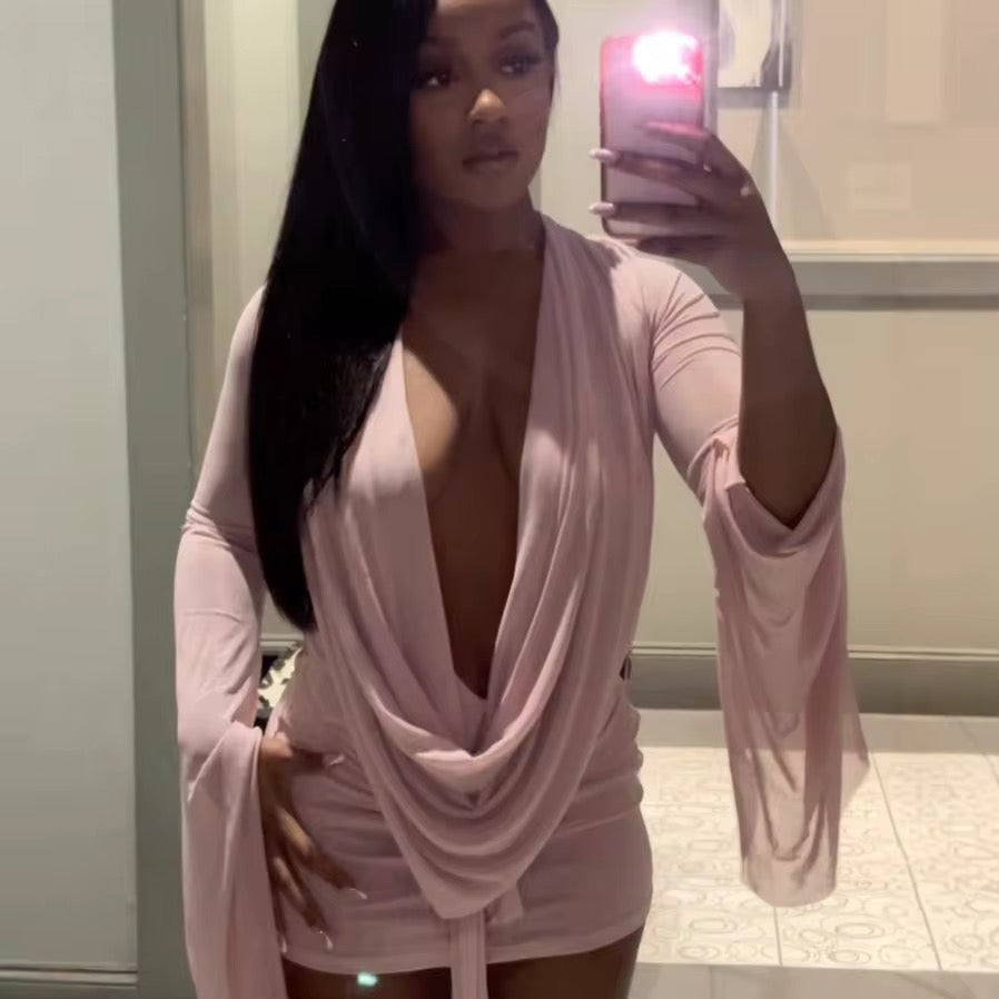 Ariel Elegant Pink Mini Dress