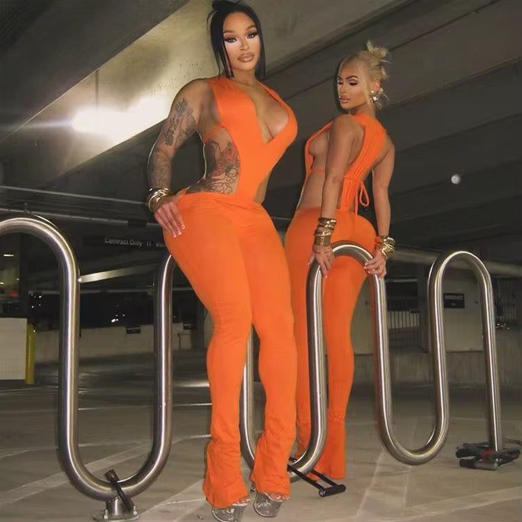 Niea Orange Two Piece Pants Set