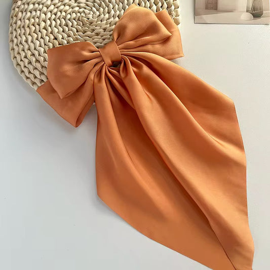 Copper Brown Satin Hair Bow Accessory