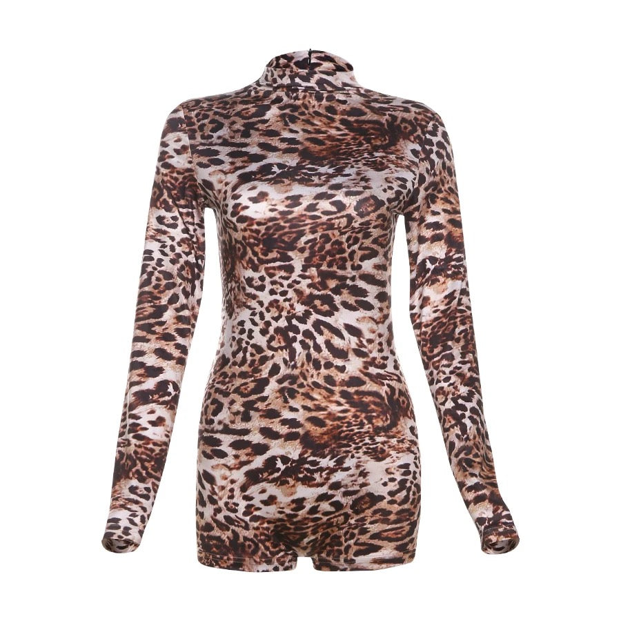 Maya Long Sleeve Jaguar Print Romper