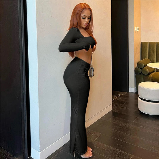 Kayla Black Two Piece Skirt Set