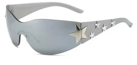 Please Me Gray Tint Silver Star Detail Shades