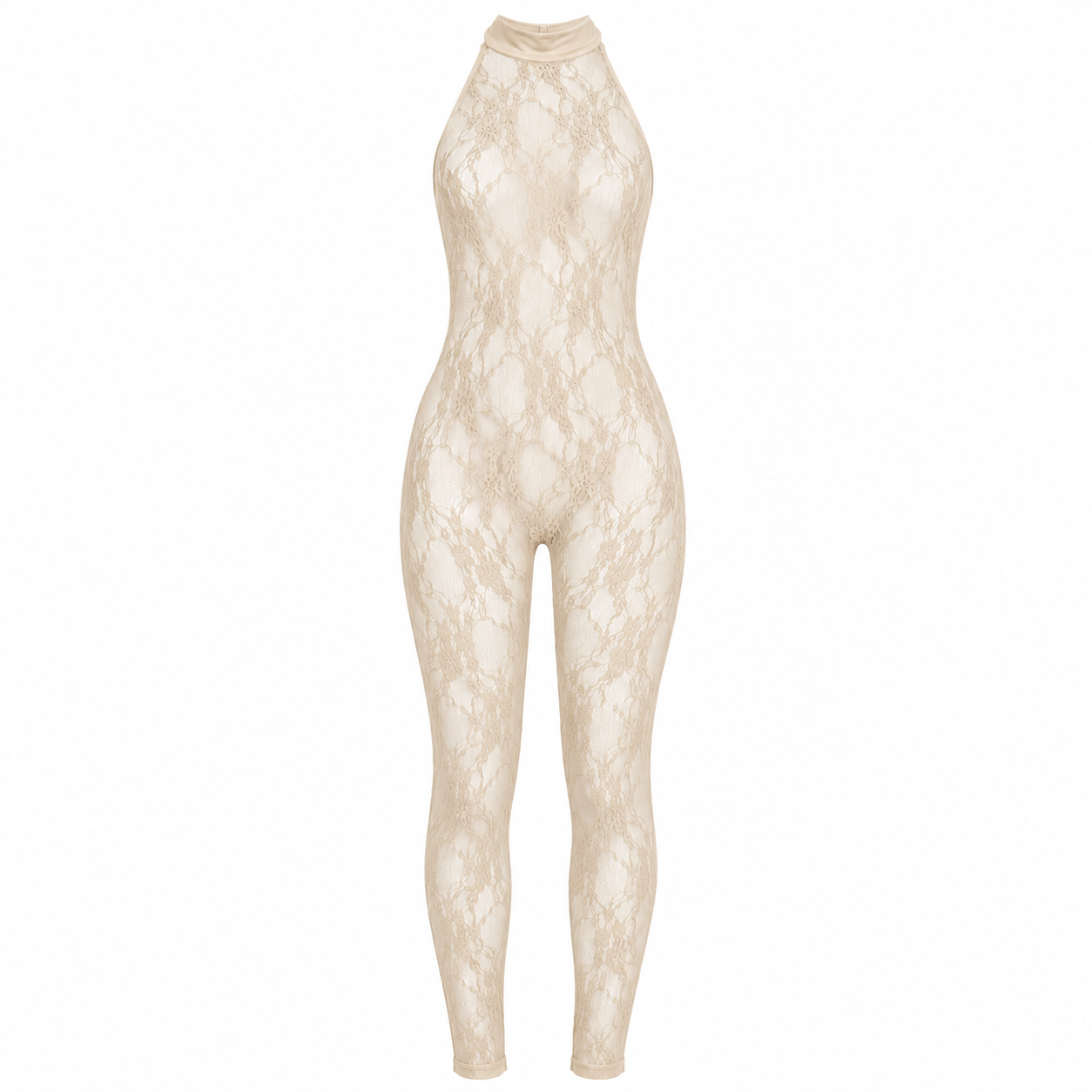 Jaei Cream Backless Lace Jumpsuit