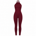 Thiu Backless Burgundy Jumpsuit