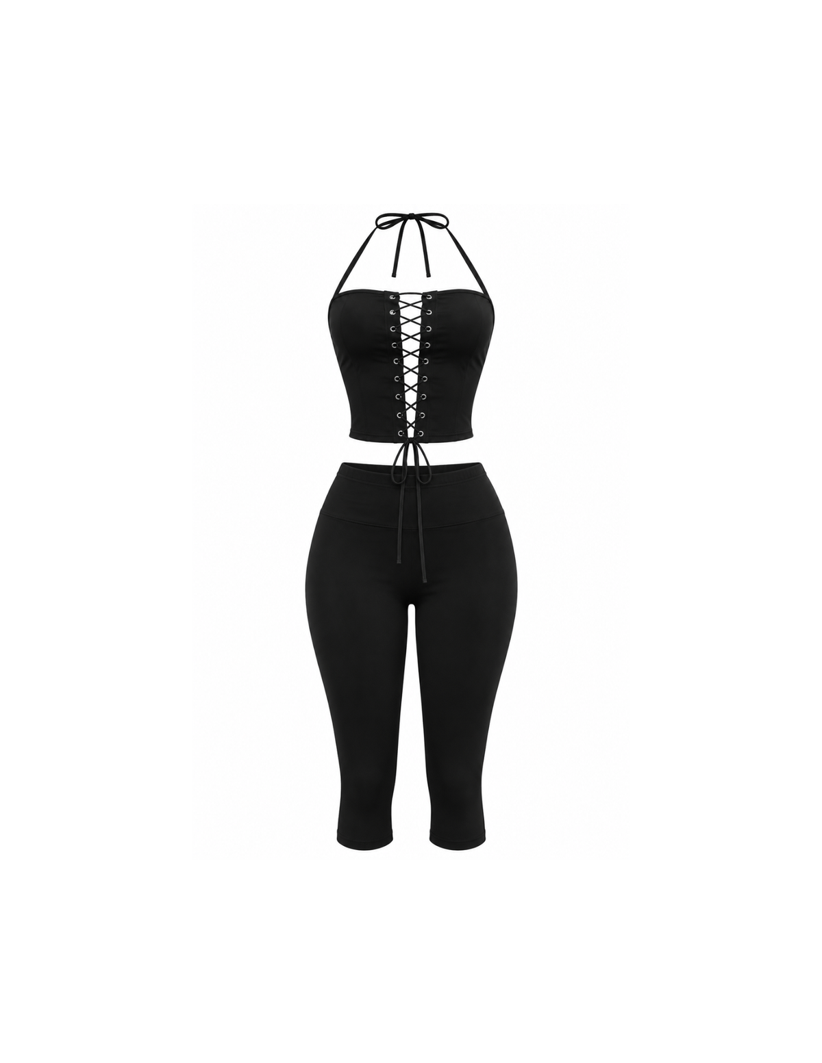 Hagu Black Tie Me Up Capri Set