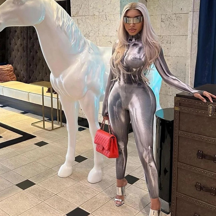 Rozay Gray Bodyprint Jumpsuit