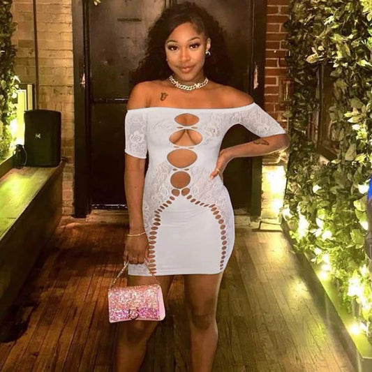 Missy White Shoulderless Poster Girl Mini Dress