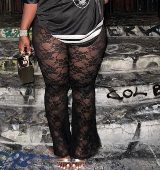 Black Lace Flare Leggings