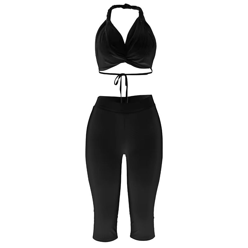 Kizze Black Two Piece Capri Set