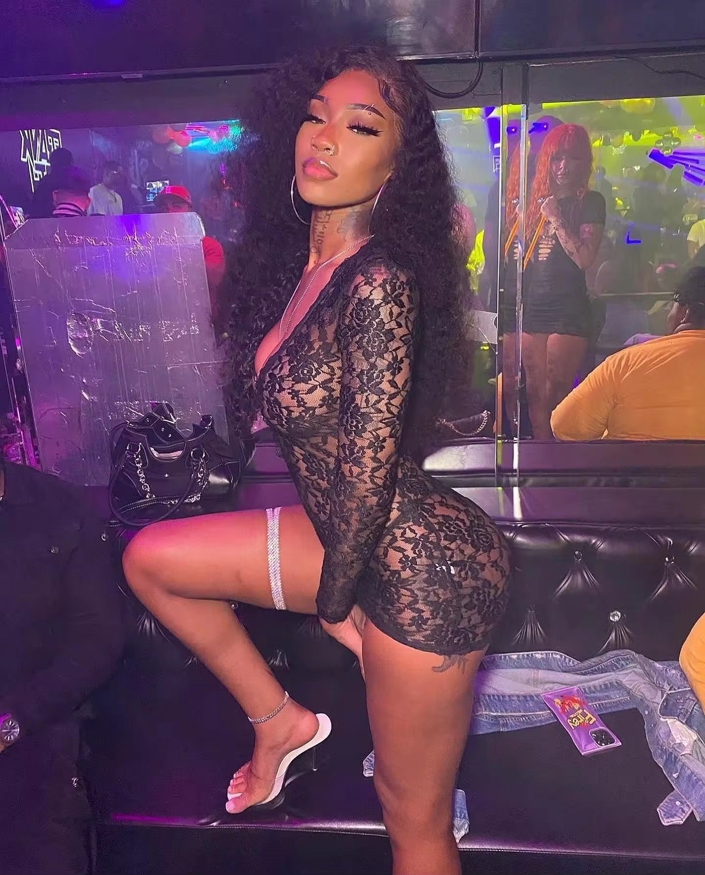 Uka Black Lace Mini Dress