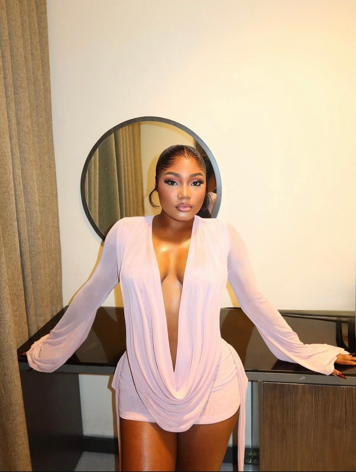 Ariel Elegant Pink Mini Dress