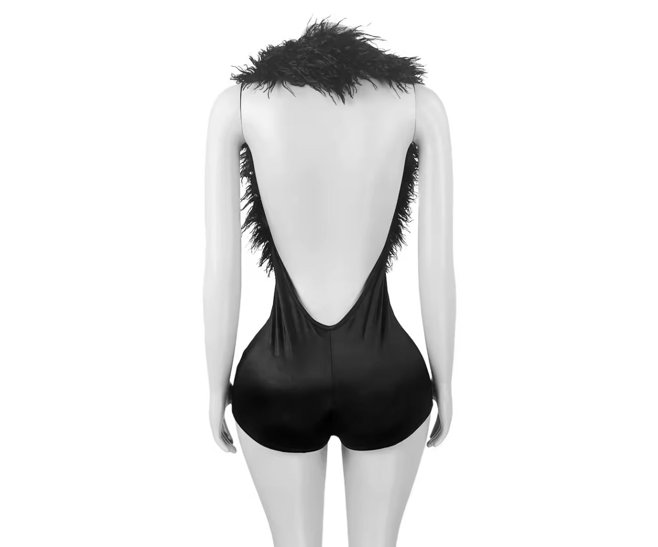 Yera Black Fur Top Romper
