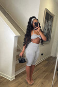 Sija White Two Piece Polka Dot Set
