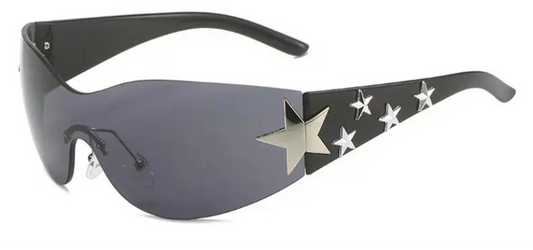 Please Me Black Tint Silver Star Detail Shades