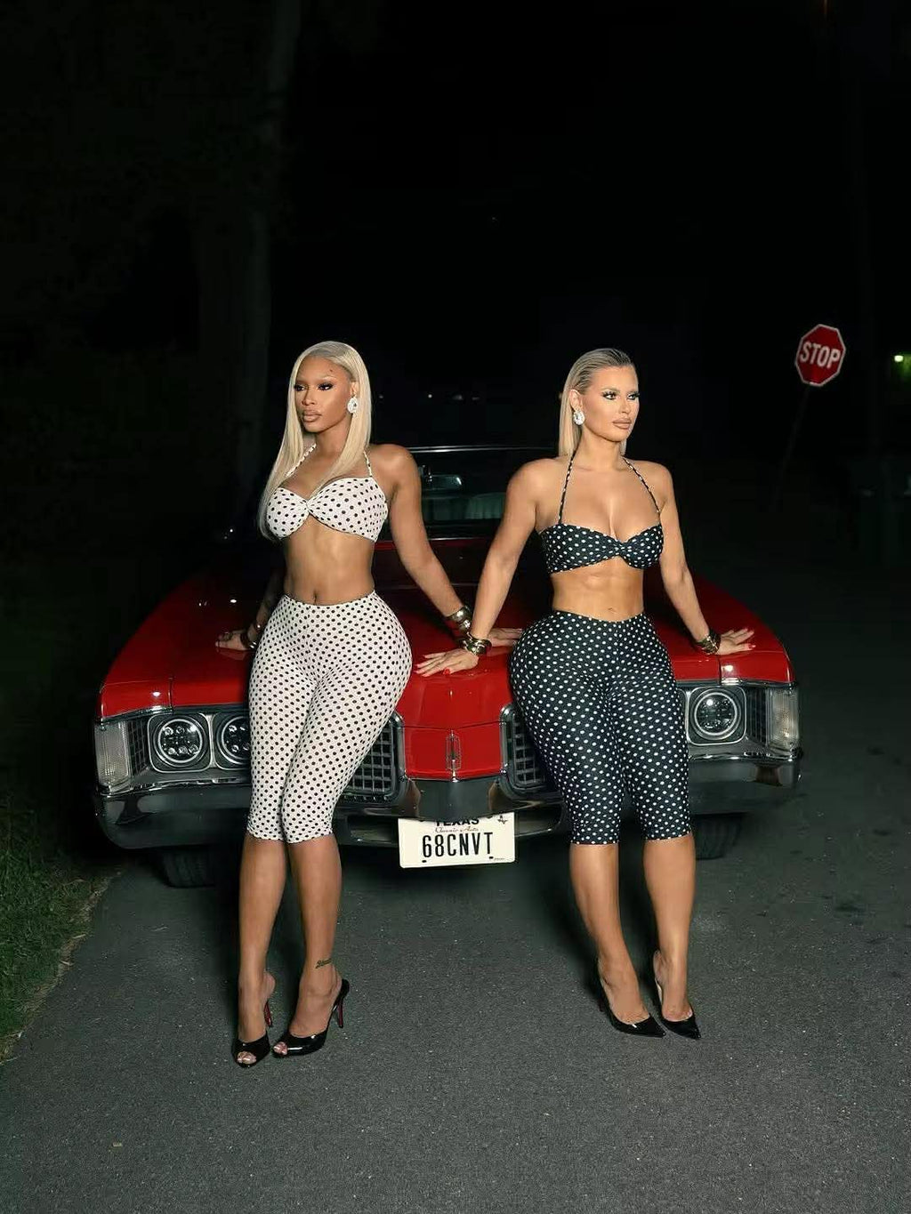 Sija White Two Piece Polka Dot Set