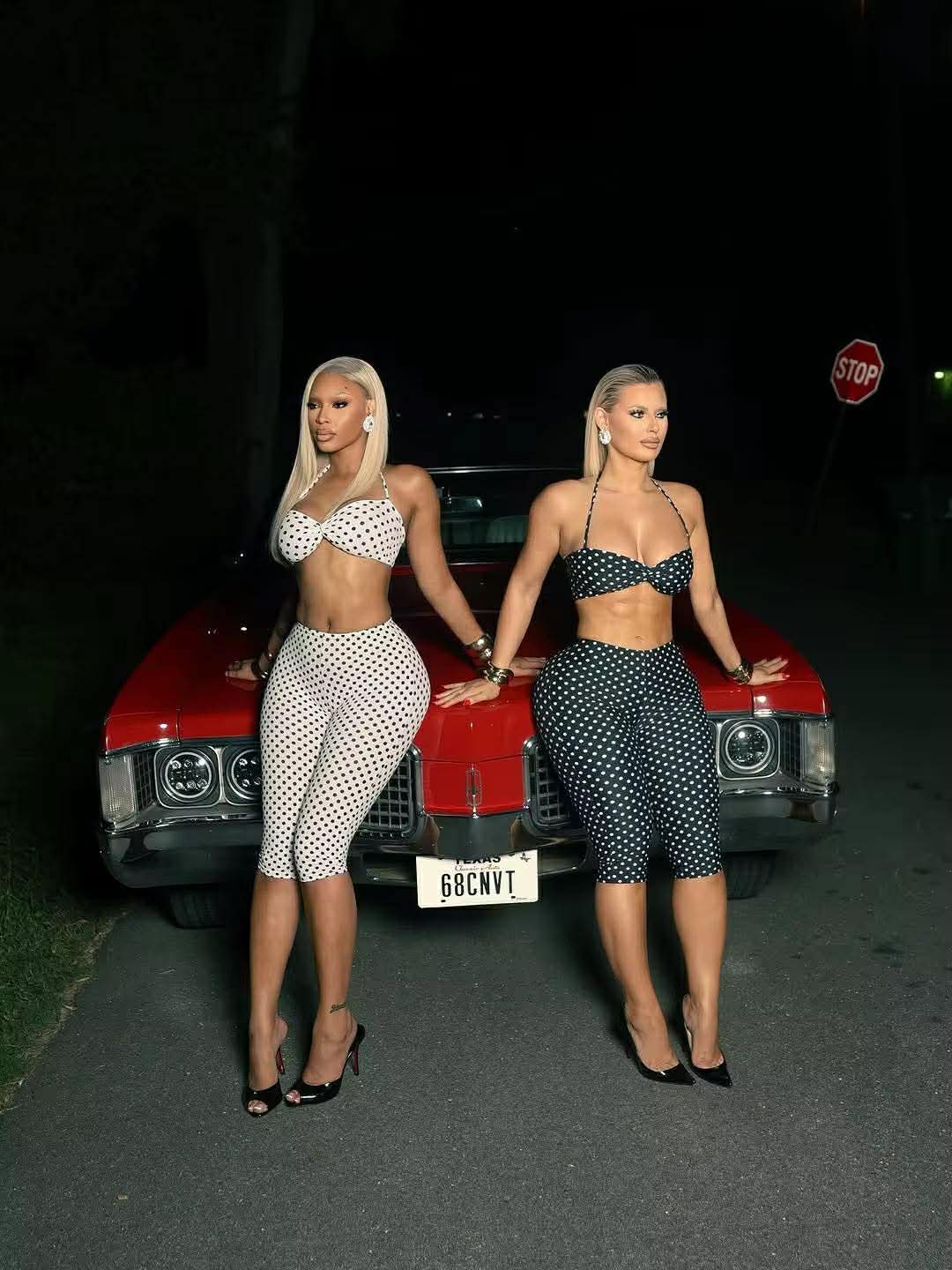 Sija Black Two Piece Polka Dot Set