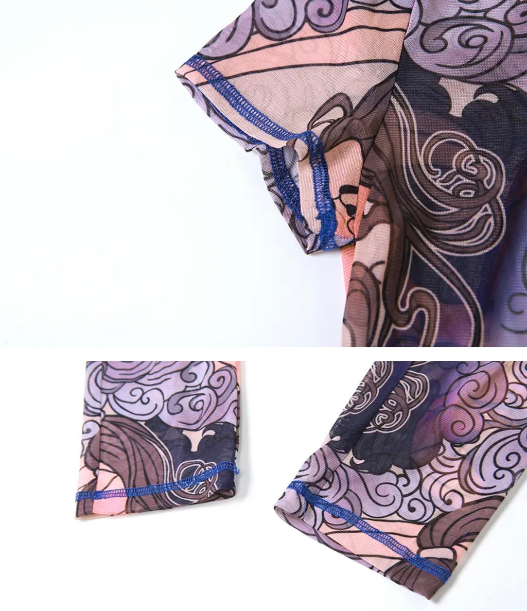 Venus Pink Blue Backless Jumpsuit