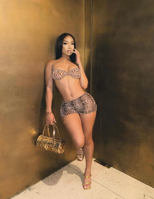 Valentina Cheetah Print Two Piece Short Set