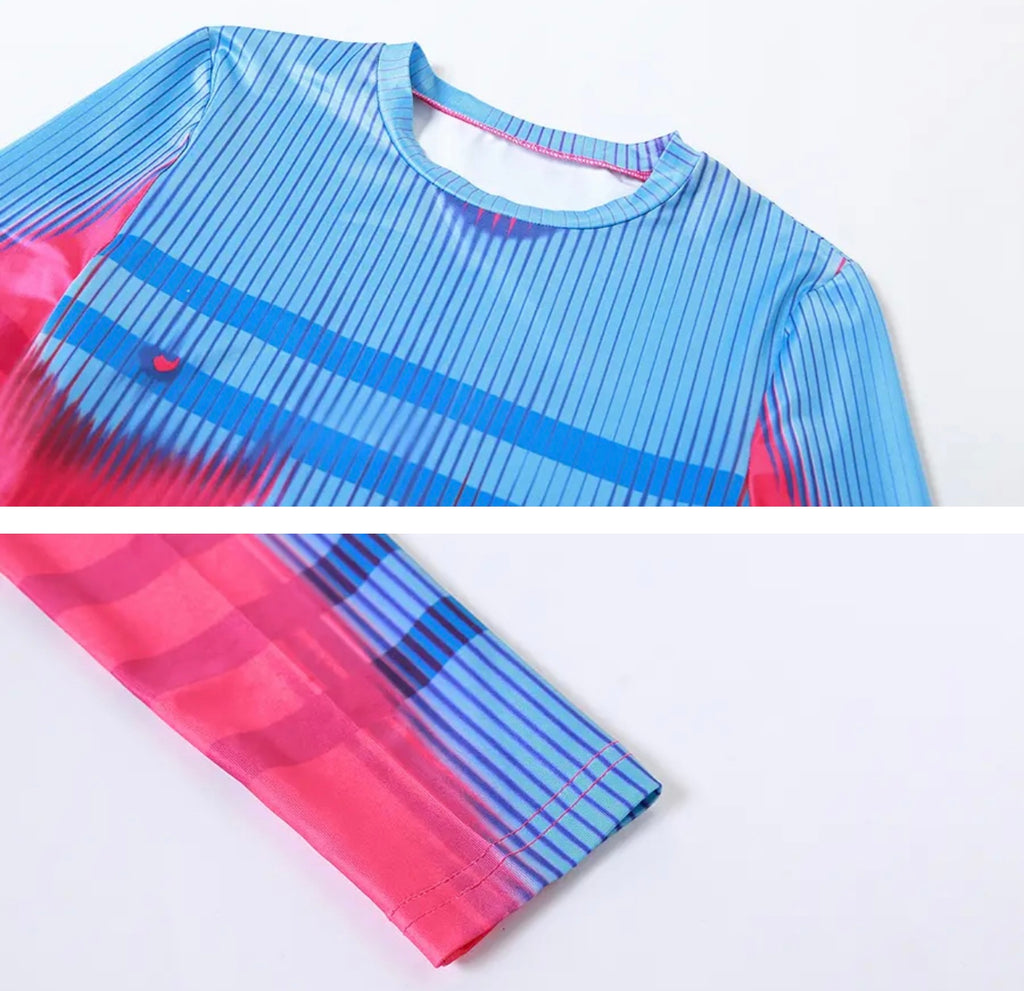 Raila Blue Pink Bodyprint Maxi Dress