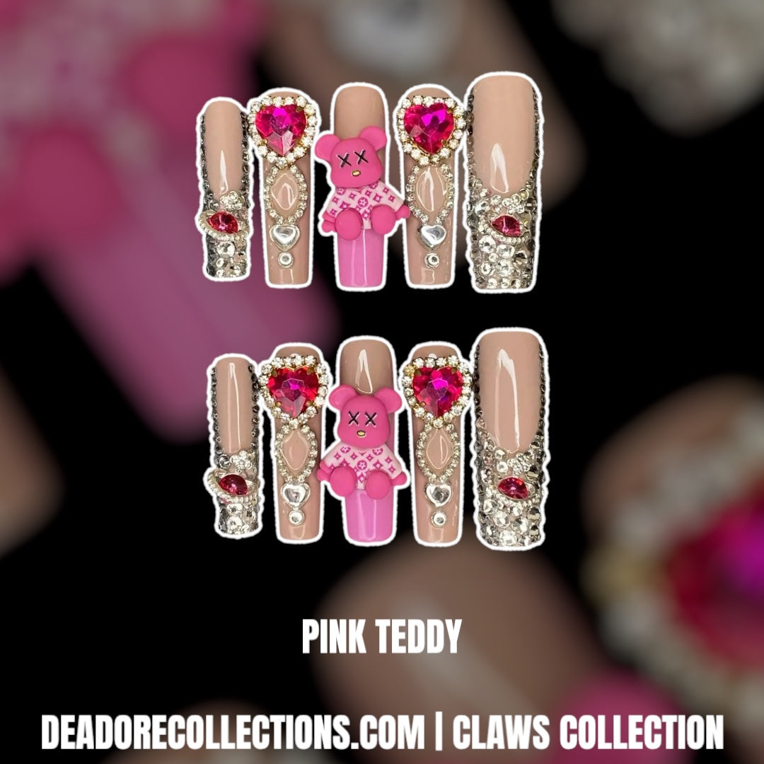 Pink Teddy Press On Nails