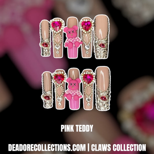 Pink Teddy Press On Nails
