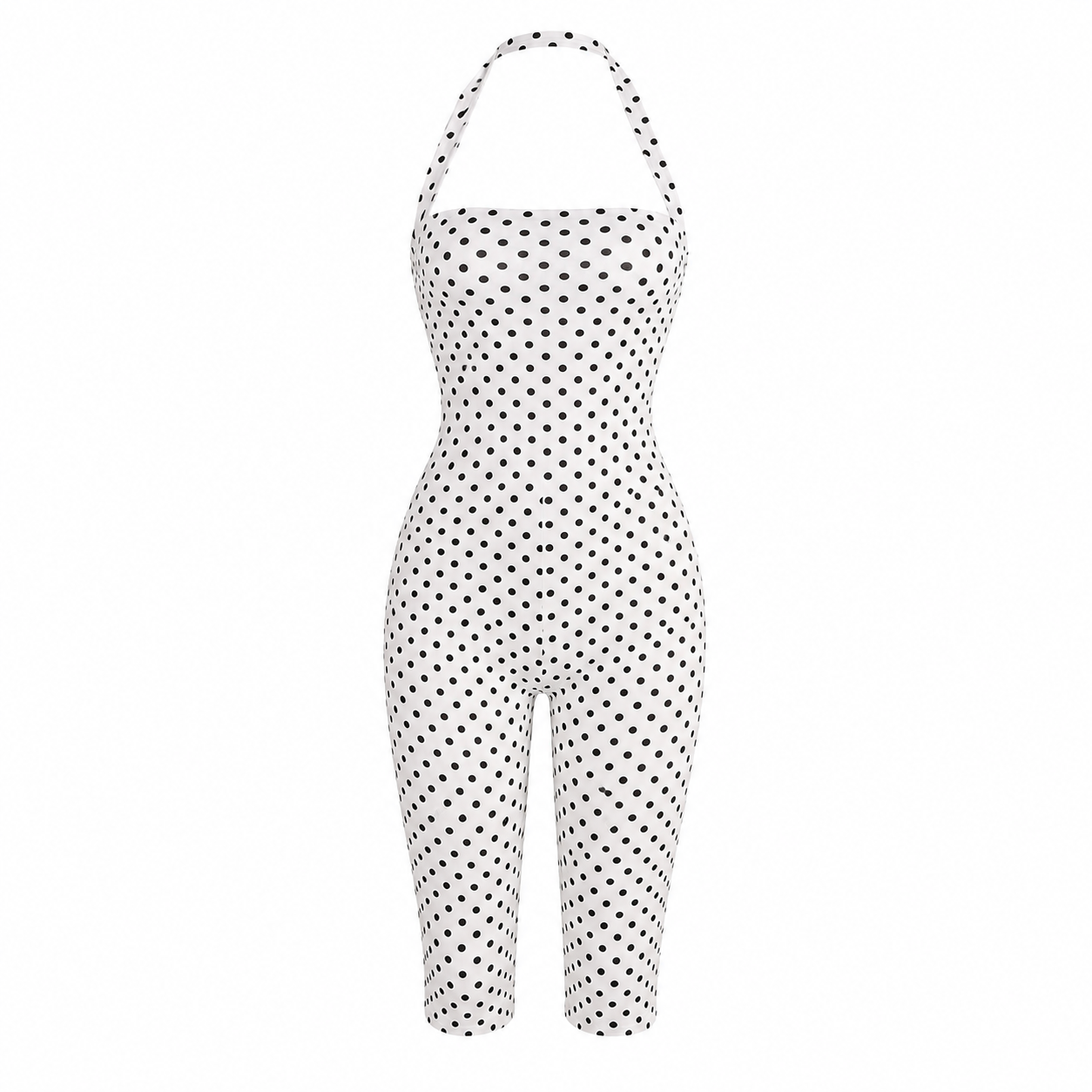 Vhia White Polka Dot Backless Romper