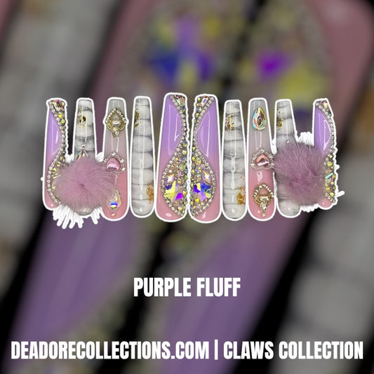 Purple Fluff Press On Nails