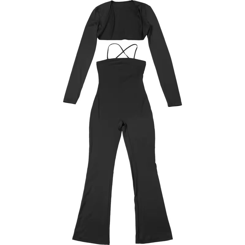 Tiya Black Jumpsuit Two Set