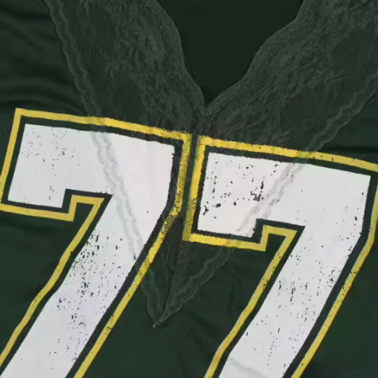 77 Green & Yellow Laced Jersey Crop Top