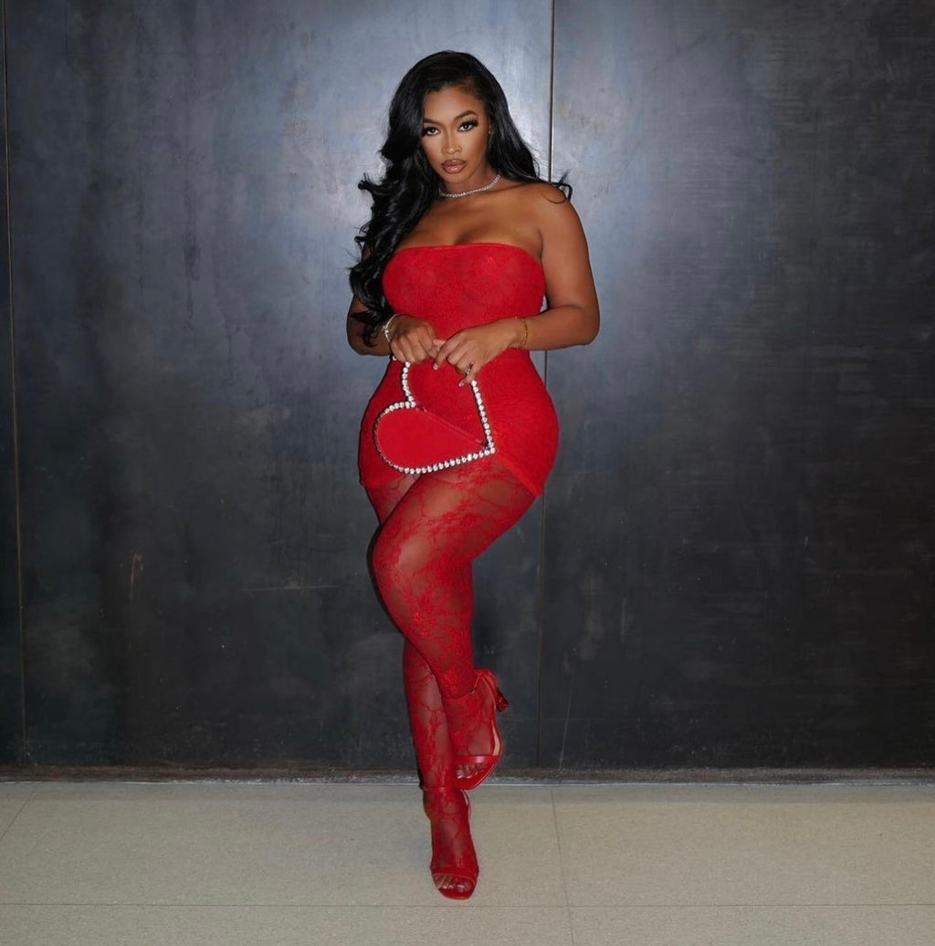 Drea Red Lace Three Piece Dress Set